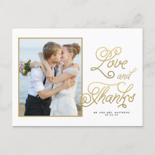 Cartão Postal Amor Dourado   Cartão-postal de casamento Obrigad