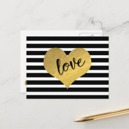 Cartão Postal Amor Dourado Stripes de Coração