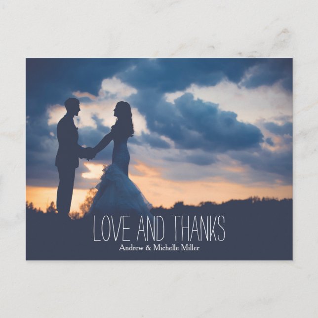 Cartão Postal Amor e agradecimento casamento obrigado (Frente)