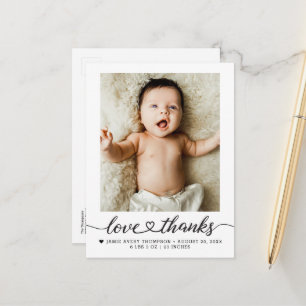 Cartão Postal Amor e Agradecimento coração script Foto Nasciment