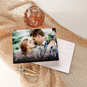 Cartão Postal Amor E Agradecimento Rosa Dourado Foto Casamento O