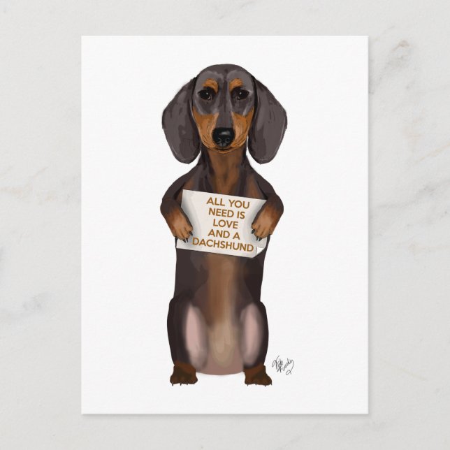 Cartão Postal Amor e Dachshund (Frente)