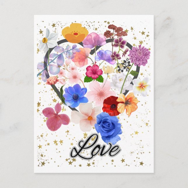 Cartão Postal Amor e Flores (Frente)