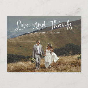 Cartão Postal Amor e Obrigados   Casamento de Foto Casual Obriga