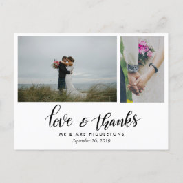 Cartão Postal Amor E Obrigados De Casamento Moderno | Duas Fotog