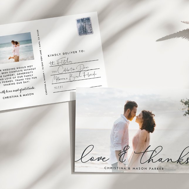 Cartão Postal Amor e Obrigados | Foto De Casamento Obrigado (Criador carregado)