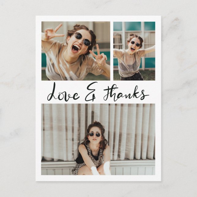 Cartão Postal Amor E Obrigados Manuscritos Três Fotos De Formand (Frente)