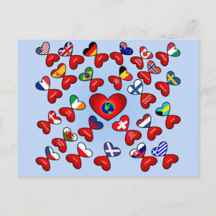 Cartão Postal Amor em Diferentes Línguas do Mundo Sinalizador Co