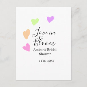 Cartão Postal Amor em flor coração colorido chá de noiva nome da