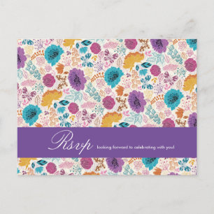 Cartão Postal Amor em Flor Romance Floral Rosa Roxo Casamento