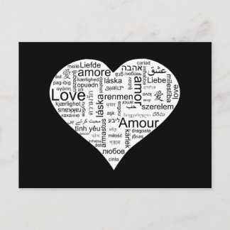 Cartão Postal Amor em muitas línguas Coração