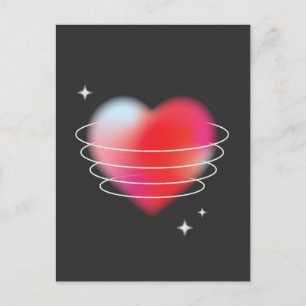 Cartão Postal Amor espacial, dia de os namorados design vermelho