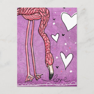 Cartão Postal amor flamingo