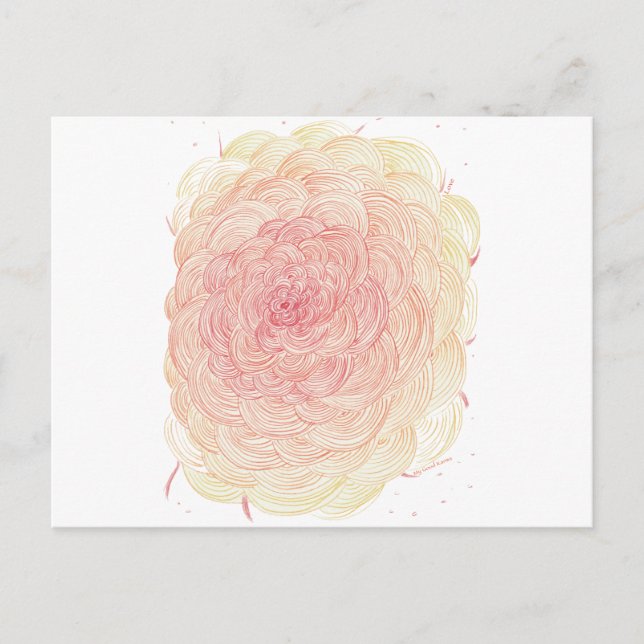 Cartão Postal Amor, flor e coração para boa karma (Frente)