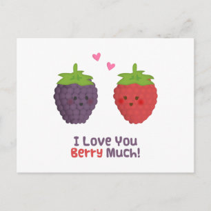 Cartão Postal Amor Fofo Você Amo Muito Fruta Pun Humor