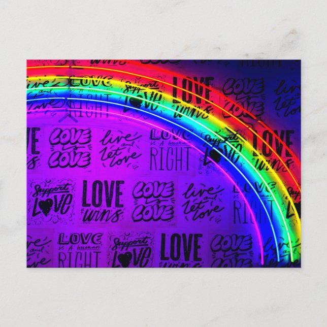 Cartão Postal Amor ganha Orgulho gay LBGQT Rainbow (Frente)