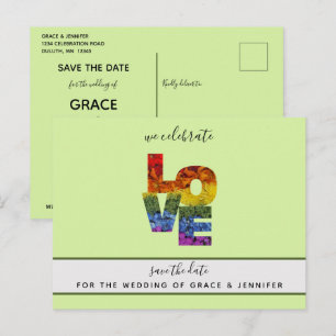 Cartão Postal AMOR Green Pensou que Casamento do Mesmo Sexo Salv