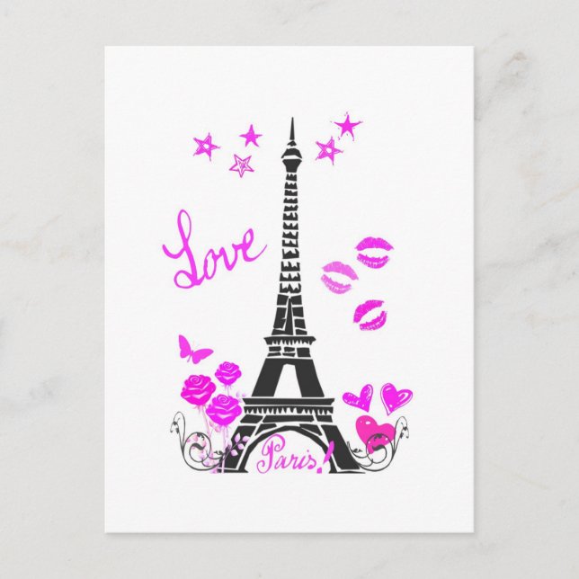 CARTÃO POSTAL AMOR IMPRESSÃO DE TORRE EIFFEL PARIS (Frente)