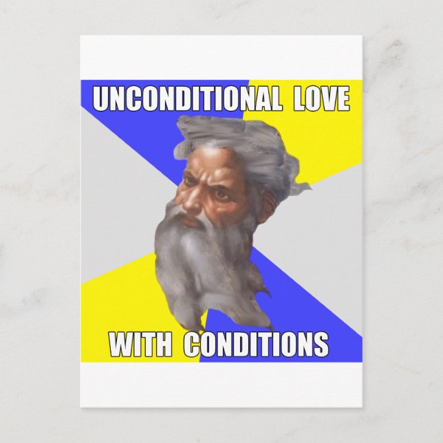 Cartão Postal Amor Incondicional a Deus troll (Frente)