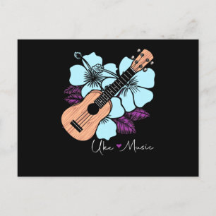 Cartão Postal Amor Música Ukulele Violão Flores Havaí