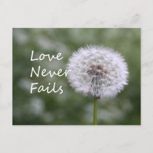 Cartão Postal Amor Nunca Falha Dandelion1 Corinthians 13
