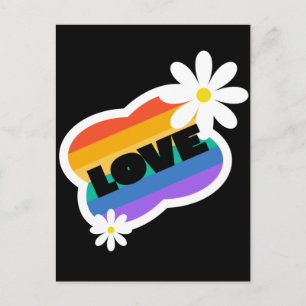 Cartão Postal Amor. O amor é amor. Orgulho LGBT+. Arco-íris.