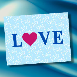 Cartão Postal AMOR PAI Azul Moderno Elegante