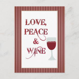 Cartão Postal Amor Peace Wine