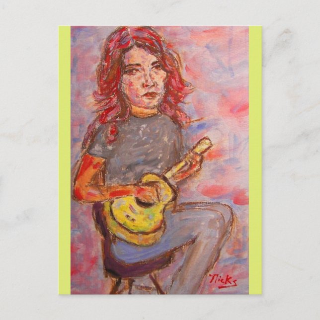 Cartão Postal amor pela paz e ukulele (Frente)