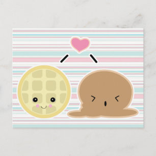 Cartão Postal amor por waffle e sorvete