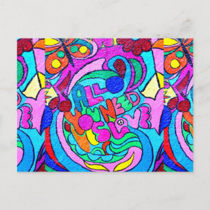 Cartão Postal amor psicodélico hippie descolado