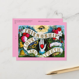 Cartão Postal Amor Romântico Floral Valentim Amizade Maçônico