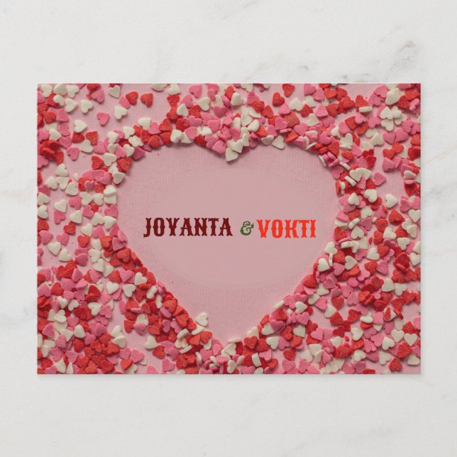 Cartão Postal Amor romântico Joyanta & Vokti cor de marrom verme (Frente)