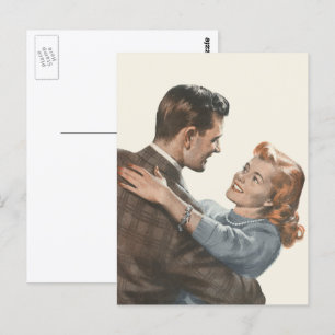 Cartão Postal Amor Romântico Vintage Recém-casados Vamos Dançar?
