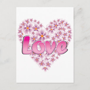 Cartão Postal Amor Rosa e Margaridas