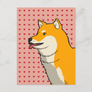 Cartão Postal Amor Shiba Rosa