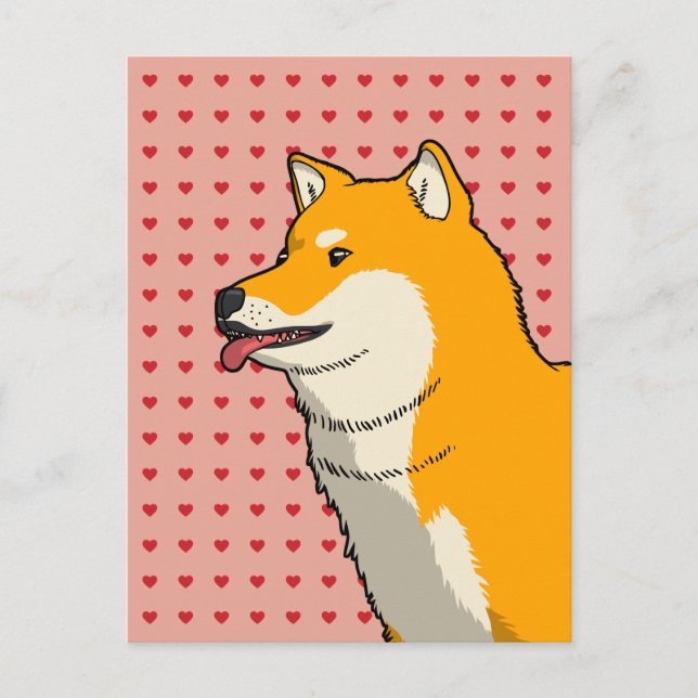 Cartão Postal Amor Shiba Rosa (Frente)