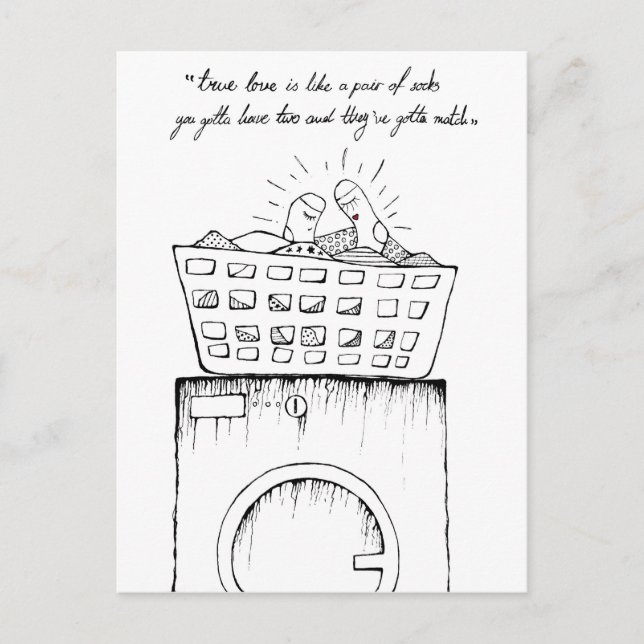 Cartão Postal amor verdadeiro é como um par de meias (Frente)