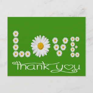 Cartão Postal Amor Verde E Floral Branca Obrigado Daisy Flower