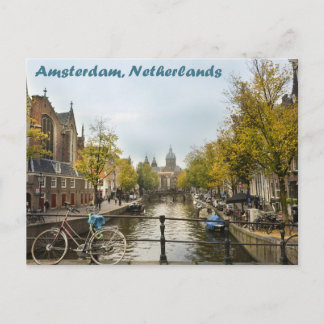 Cartão Postal Amsterdã Canals no Pós-cartão do outono