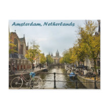 Amsterdã Canals no Pós-cartão do outono