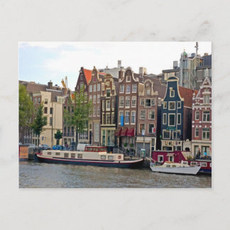 Cartão Postal Amsterdã, casas perto do canal