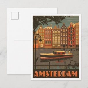 Cartão Postal Amsterdã Holanda Arte Vintage Viagem