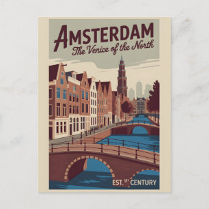 Cartão Postal Amsterdã Holanda Paisagem Aérea Retro Viagem