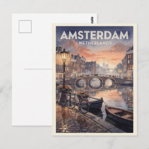 Cartão Postal Amsterdã Holanda Viagem Vintage