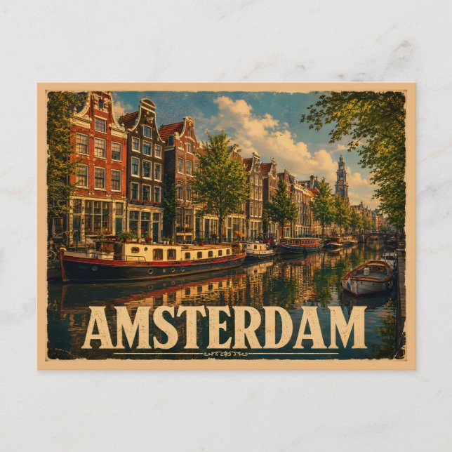 Cartão Postal Amsterdã Holanda Viagem Vintage (Frente)