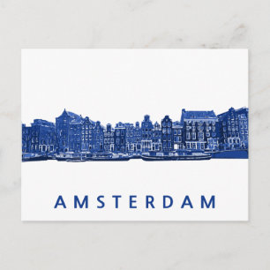 Cartão Postal Amsterdã no estilo de software azul