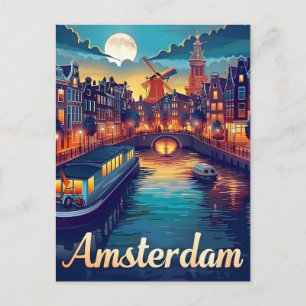 Cartão Postal Amsterdã por Noite