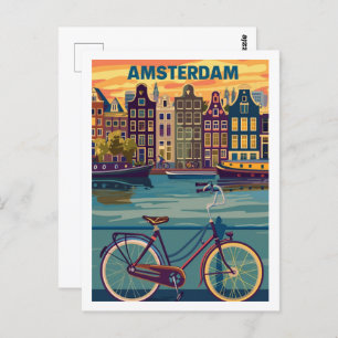 Cartão Postal Amsterdam Netherlands Vintage Familiar Viagem Plac
