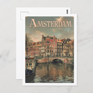 Cartão Postal Amsterdam Netherlands Vintage Familiar Viagem Plac